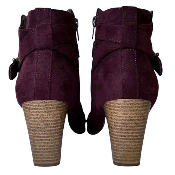 Faux Suede Heeled Ankle Boots Booties Charlotte Russe Haro Dark Wine Women’s 10 - Picture 2 of 10